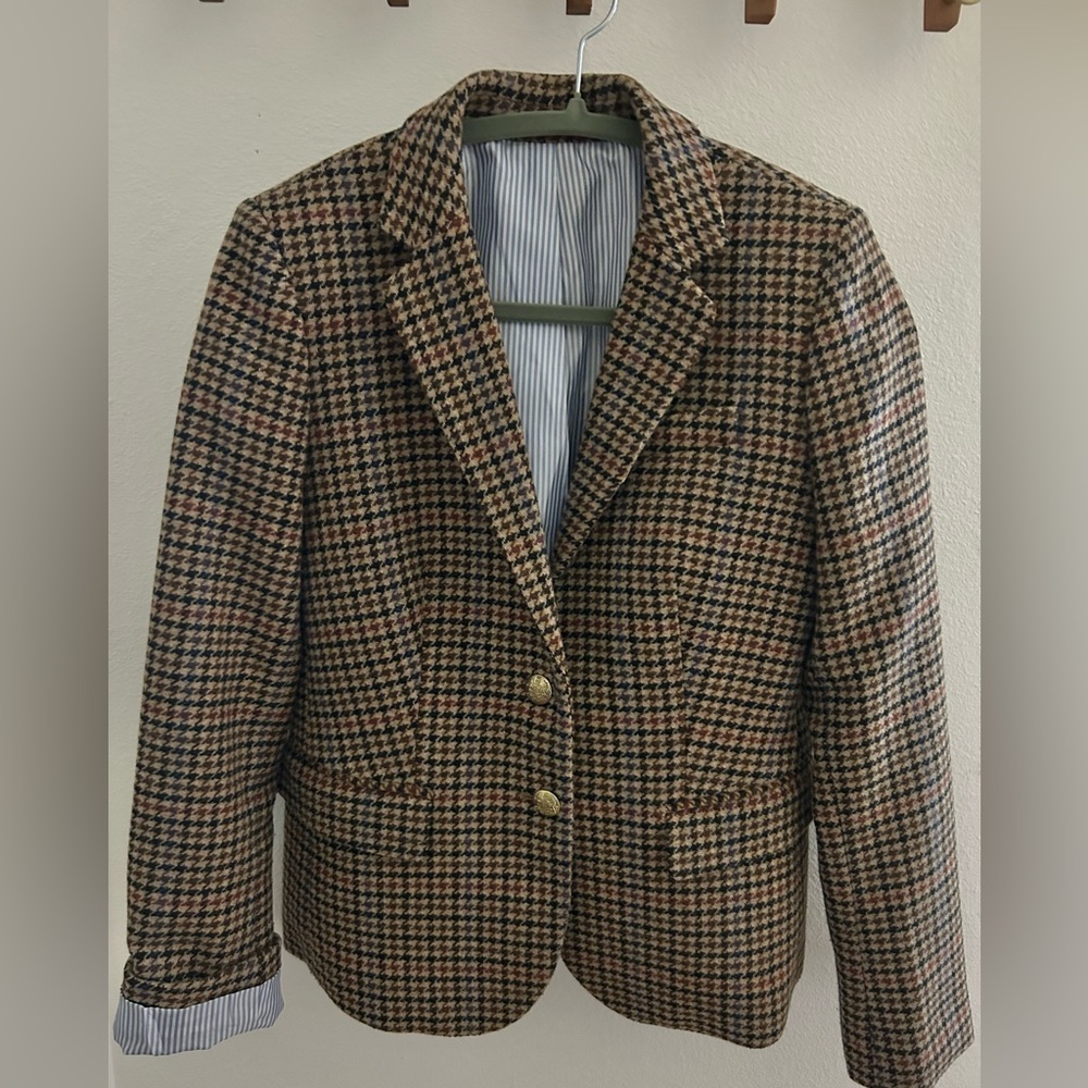 J. Crew Houndstooth Schoolboy Blazer Sz 2